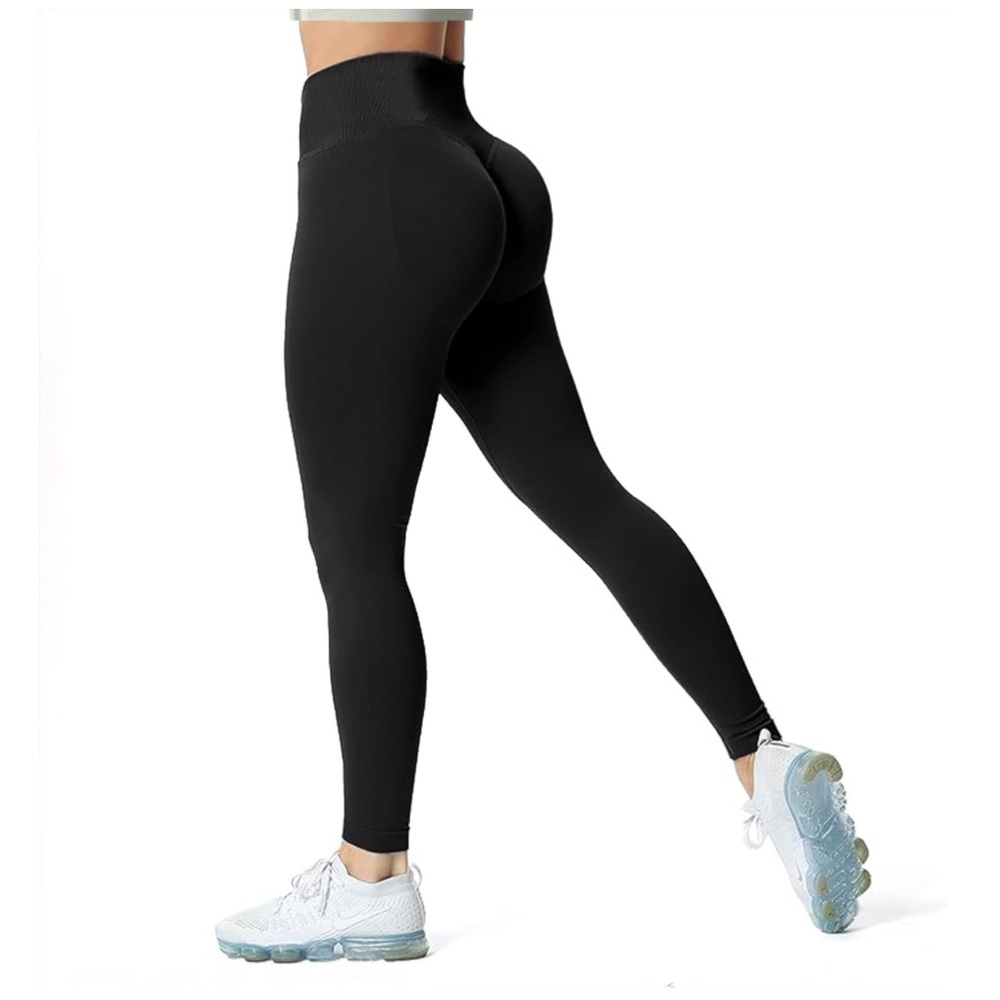 High-Waisted Black Leggings scrunch butt